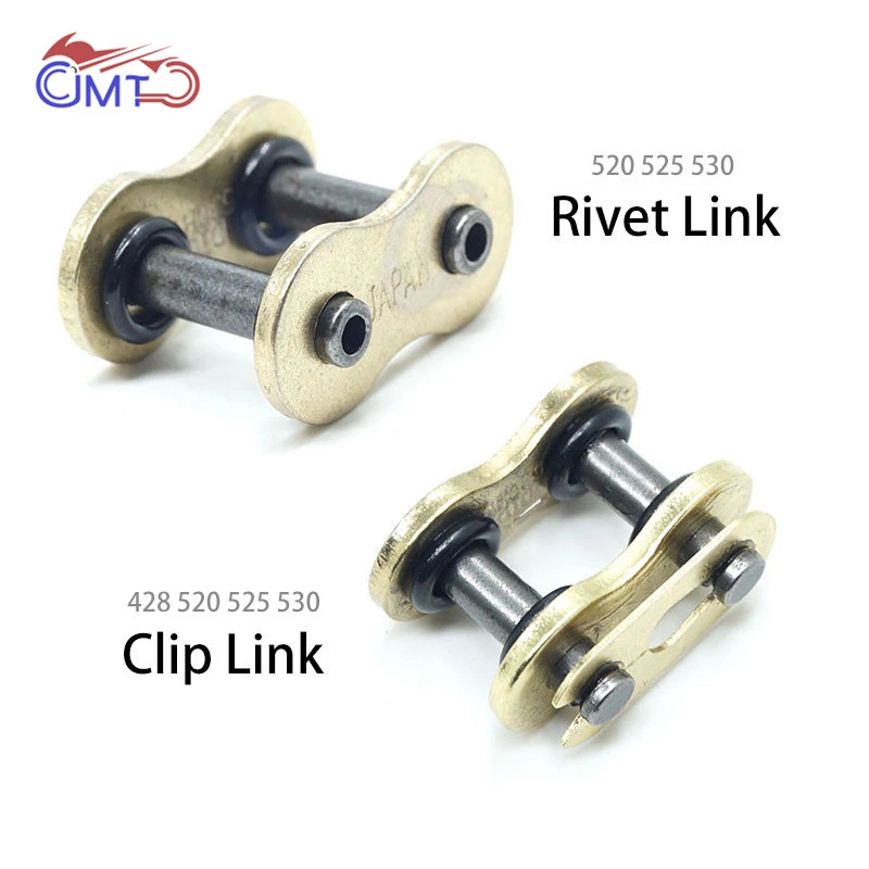 Motorcycle Drive Chain O-ring Mater Link Gold Rivet Clip Connector for 428 520 525 530 428H 520H 525H 530H Motorbike