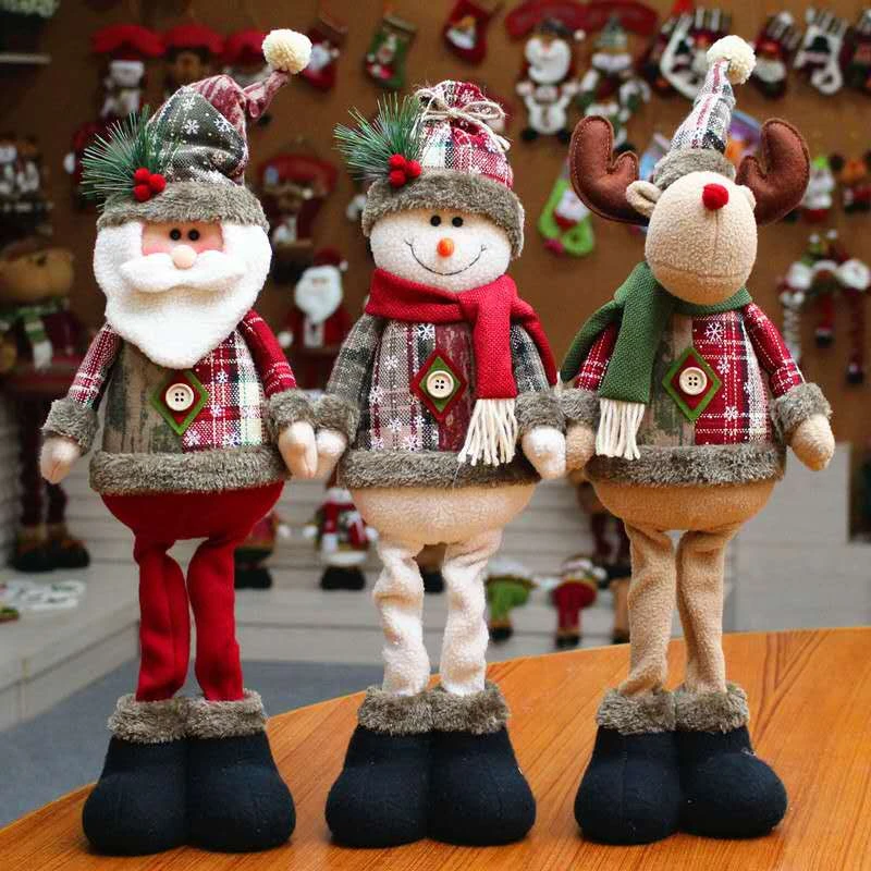 Christmas Dolls Tree Decor New Year Ornament Reindeer Snowman Santa Claus Standing Doll Decoration Merry Christma