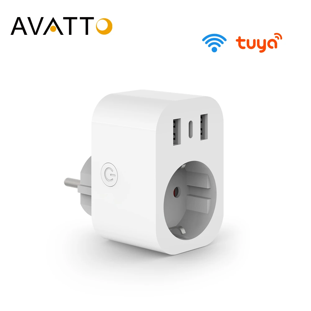 AVATTO Tuya 16A EU Standard WiFi Smart Plug with Power Monitor, Smart Life APP Remote Smart Socket works for Google Home, Alexa