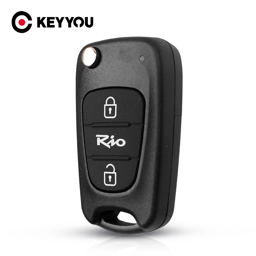 KEYYOU Replacement Flip Folding Key Case Blank Remote Fob Key Shell For Kia Rio Car Style 3 Buttons Car Key Cover TOY40 Blade