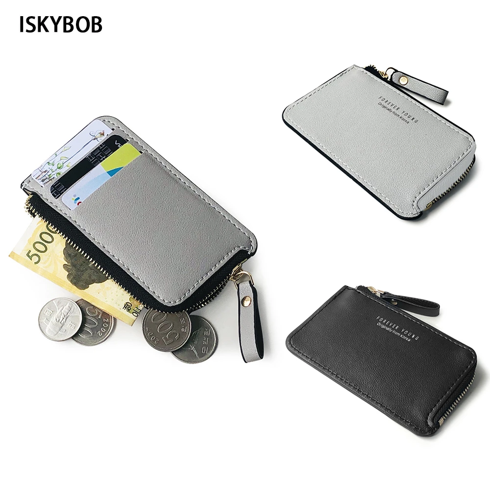 2021 New Fashion Creative Design Man Small Leather Cash Coin Purse Zipper Wallet Credit Holder Mini Purse Money Bag Clip Cash