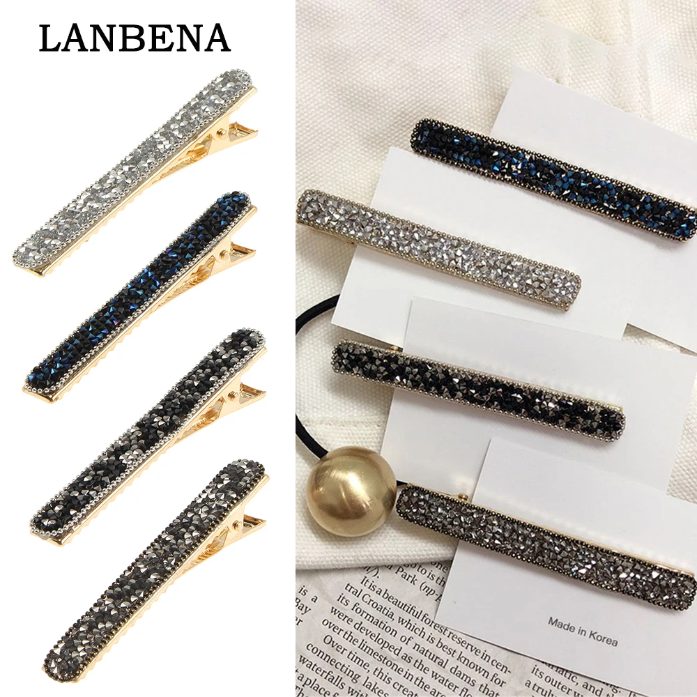 1Pcs Women Shining Crystal Rhinestone Hairpins Barrettes Girl Kids Cute Geometric Hair Clips Seed Beads Hairgrip Hair Accessorie