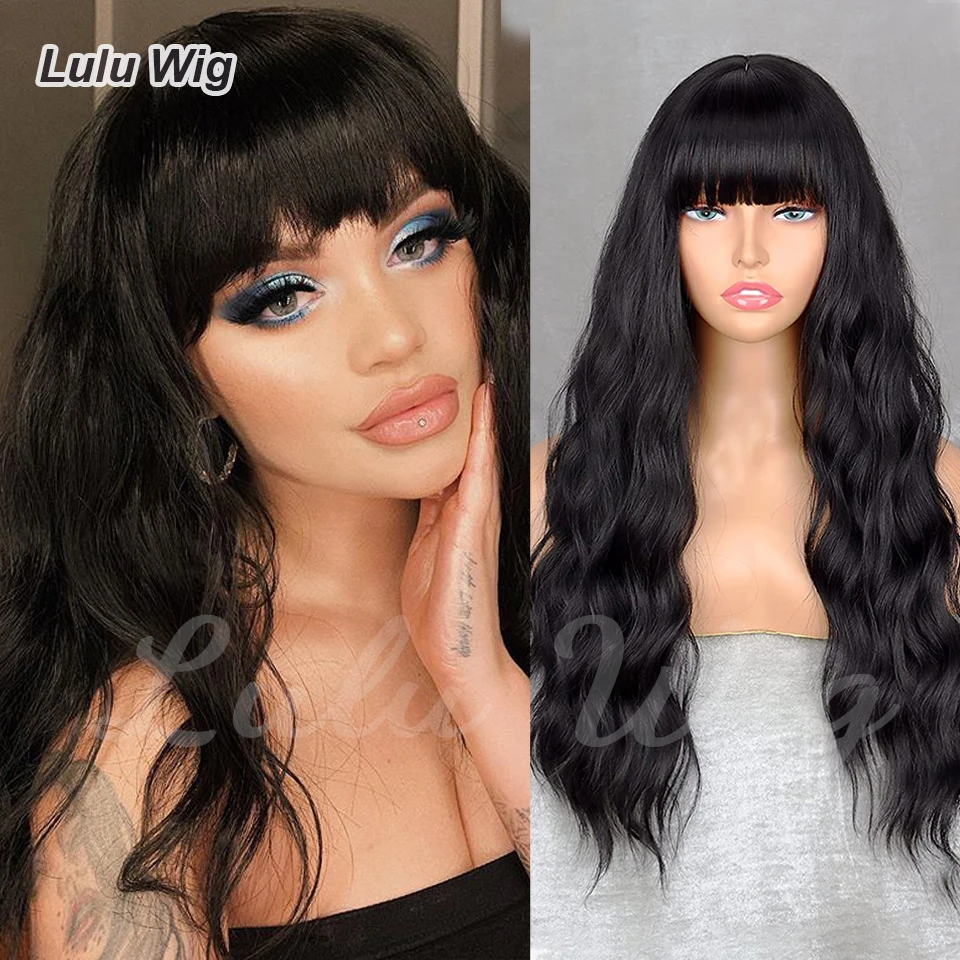 Beautiful Long Wave Black Wig Synthetic Wig Color Wig Cosplay Wig Natural Black Wig Female