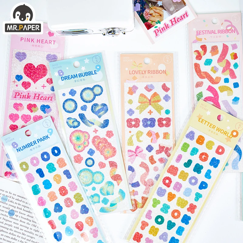 Mr.Paper 8 Designs Ins Style Pink Heart Series Creative Girl Heart Hand Account DIY Decor Collage Material Plain Sheet Stickers