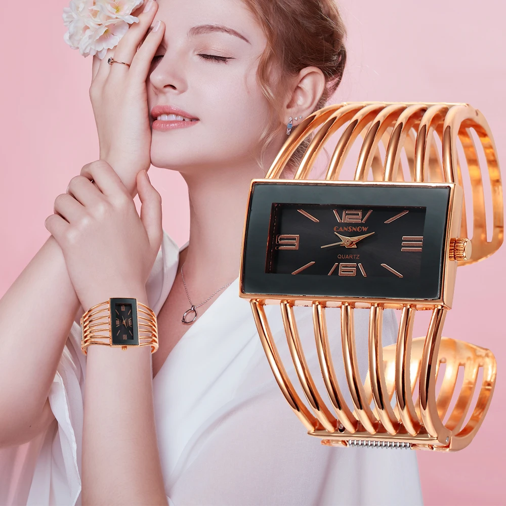 Women Rose Gold Bangle Bracelet Watch 2021 New Luxury Ladies Rectangle Dress Quartz Watches Clock bayan kol saati