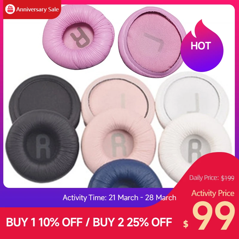 Multicolor 1 Pair Replacement foam Ear Pads pillow Cushion Cover for JBL Tune600 T450 T450BT T500BT Headphone 70mm EarPads