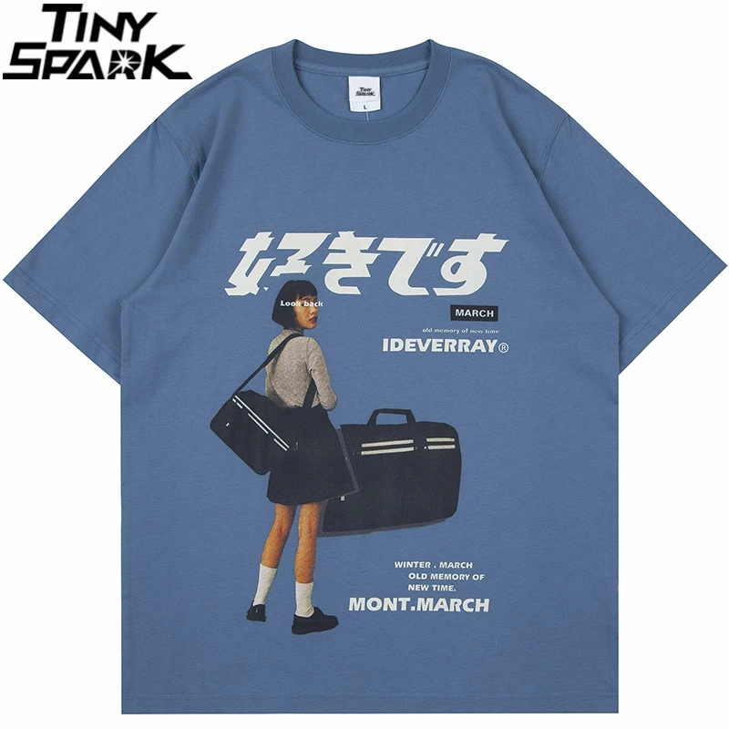 Hip Hop Streetwear Harajuku T Shirt Girl Japanese Kanji Print Tshirt 2021 Men Summer Short Sleeve T-Shirt Cotton Loose Tops Tees