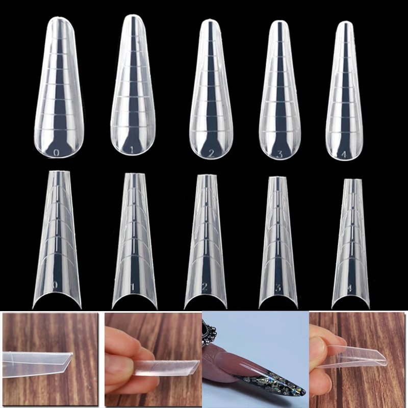 Nail Tips Quick Building Mold Dual Form False Nails Reusable Clear Manicure Tools for Extension Gel Nail Art
