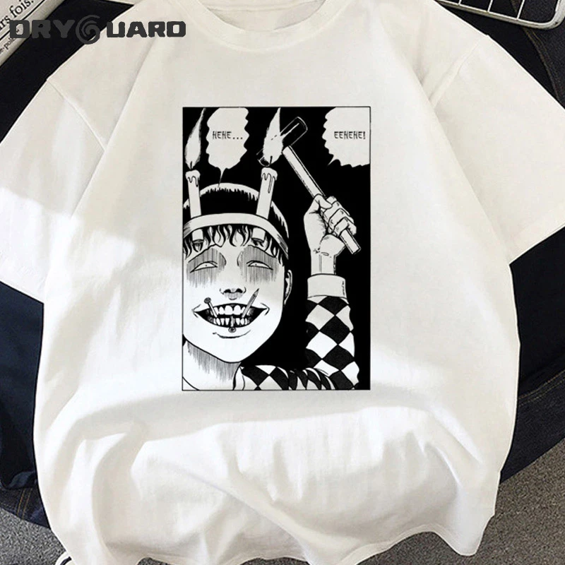 Horror comics Junji Ito ladies T-shirt femme streetwear Harajuku T-shirt tumblr grunge summer kawaii top women