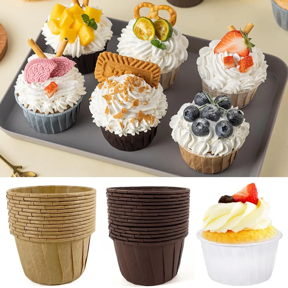 50pcs Cupcake Paper Cup Oilproof Cupcake Liner Baking Cup Tray Case Wedding Party Caissettes Golden Muffin  Wrapper Paper