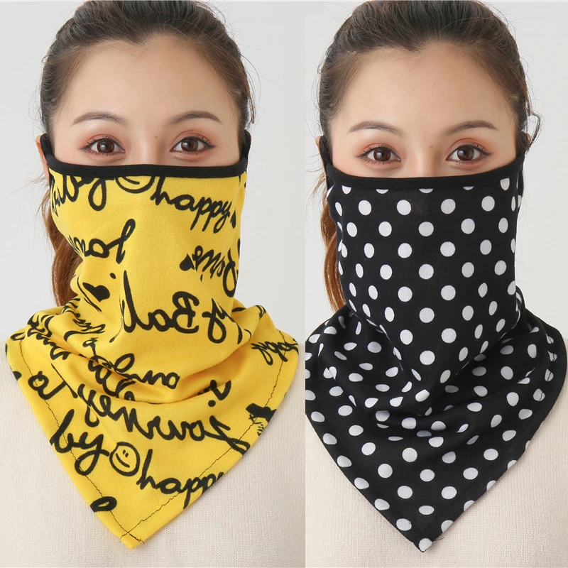 Women Print Face Scarf Winter Spring Mask Female Bandana Designer Warm Foulard Cotton Soft Neck Scarves Ring Wraps Cover 2021