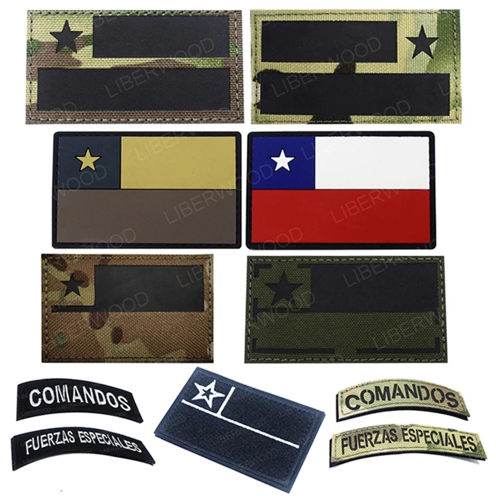 Multicam CHI Chile Flag IR Tactical Patch Infrared Applique PVC Rubber Badge Army Armband Backpack Hat Sticker