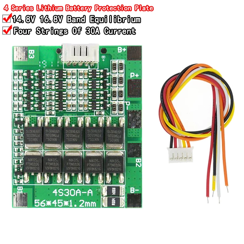 4S 30A 14.8V Li-ion Lithium 18650 Battery BMS Packs PCB Protection Board Balance Integrated Circuits