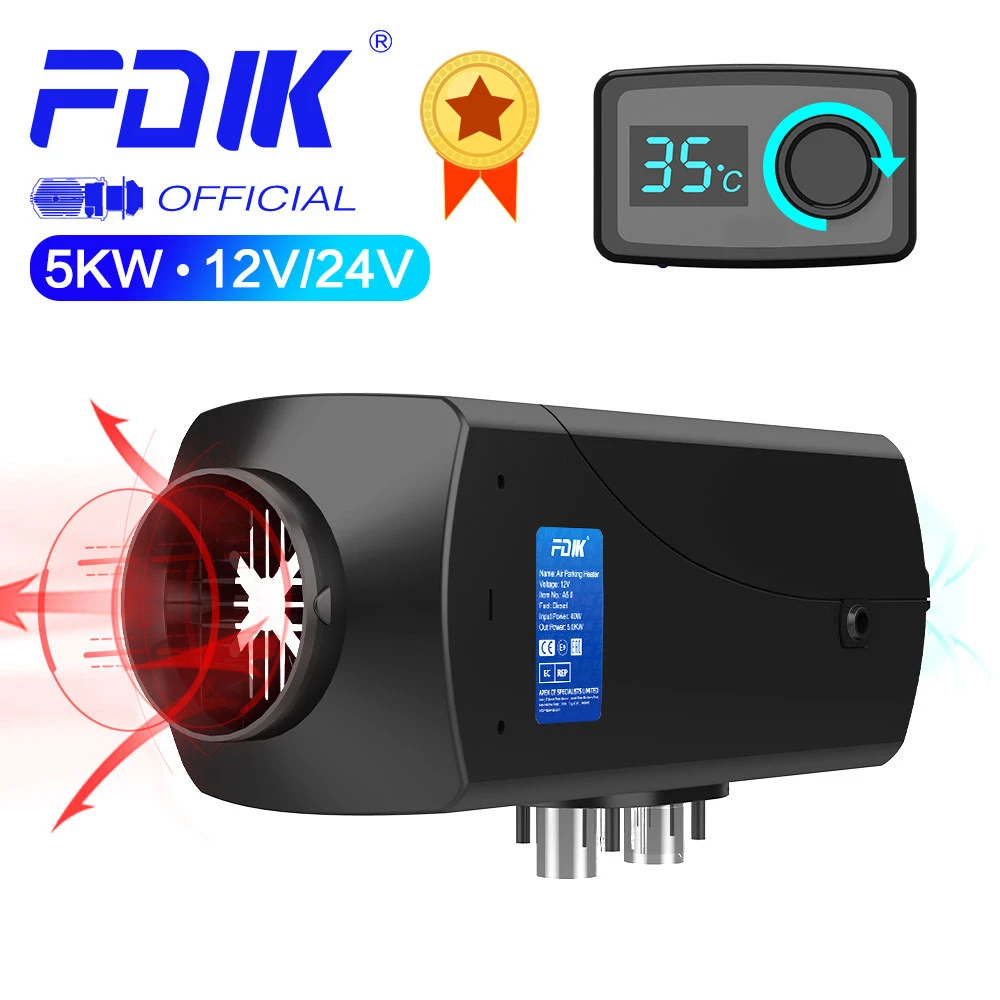 FDIK Air Diesel Heater 5KW 12V 24V Car Heater Parking Heater With Remote Control LCD Monitor for Motorhome Trucks RV