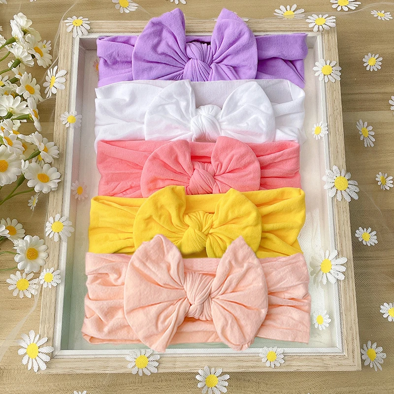 3pcs Baby Headband Stretchy Nylon Bow Baby Girl Headbands Cute Kids Princess Hair Band Infant Bowknot Headwear Hair Accessories