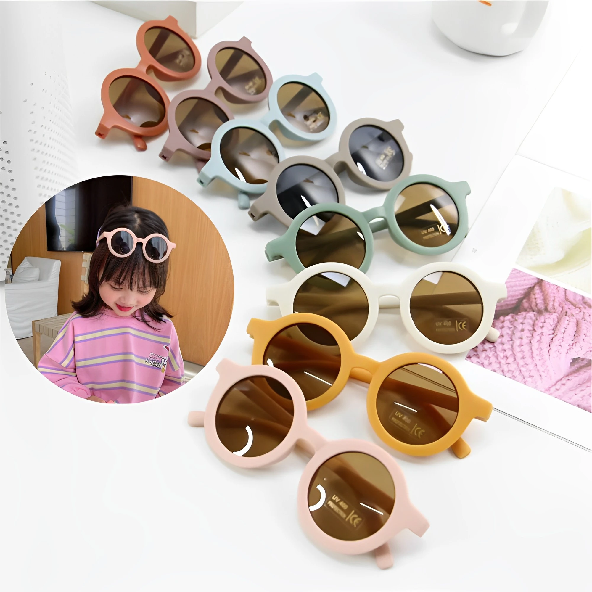 2021 New Fashion Children's Sunglasses Infant's Retro Solid Color Ultraviolet-proof Round Convenience Glasses Eyeglass For Kids