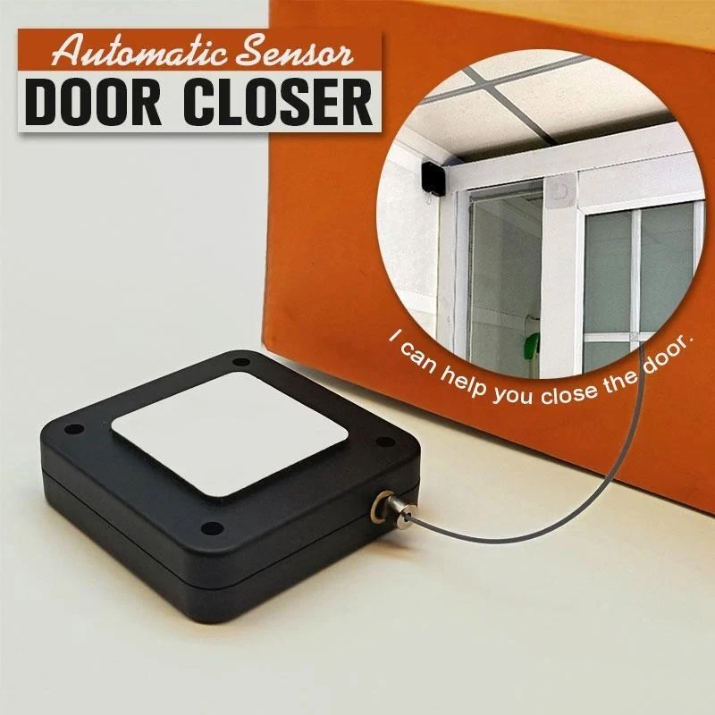 Multifunctional Punch-free Automatic Sensor Door Closer Self Closing with Drawstring Adjustable Slow Close Hinge All Home Doors