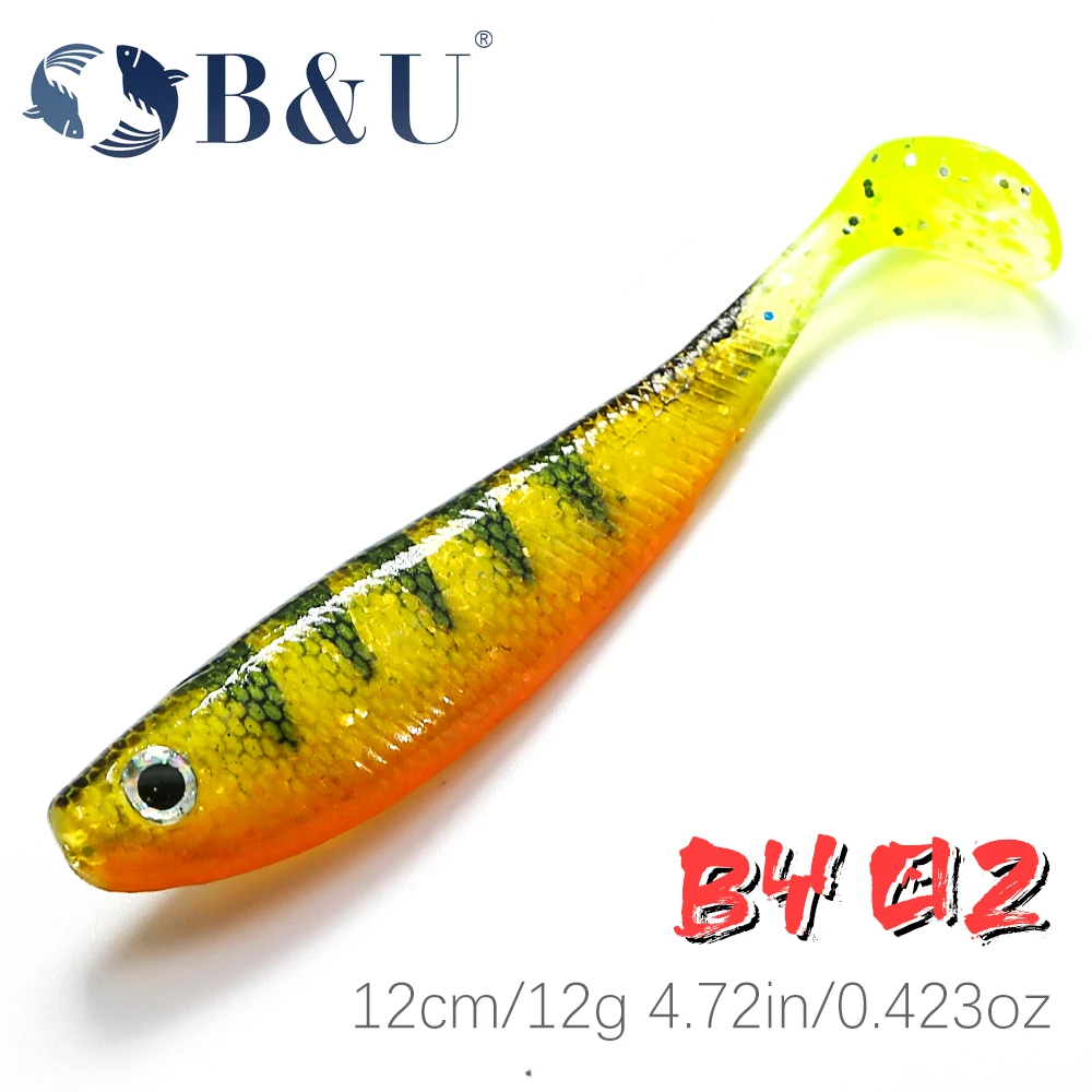 B&U 2pcs 120mm 12g Saltwater Freshwater Fishing soft Lures Silicone Minnow Worms Wobblers Artificial Bait Bass Tackle Jig