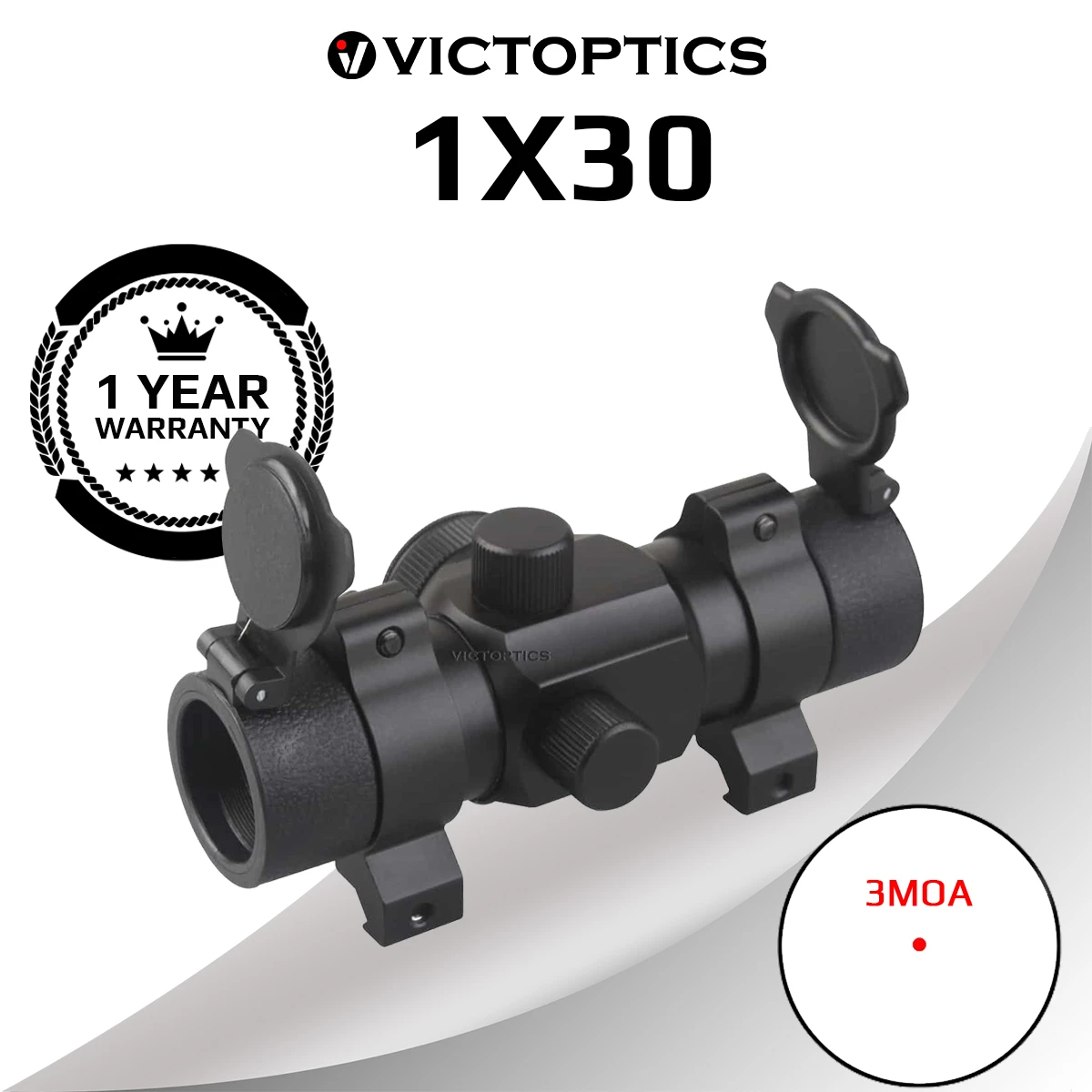 VictOptics Best 1x30 Hunting Shooting Red Dot Scope Collimator Sight Riflescope Reflex Optic Fits .223 5.56mm Firarms & Airsoft