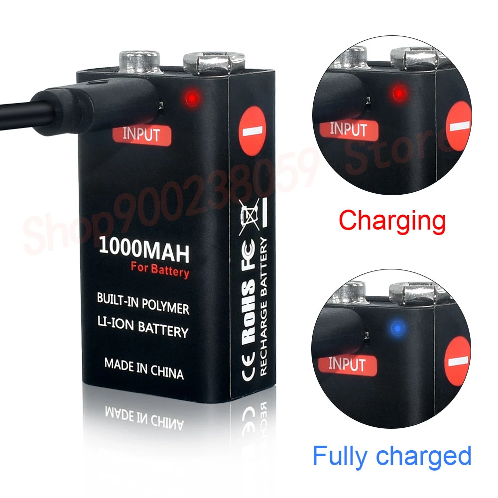 USB 9 Volt li-ion Rechargeable Battery 6F22 9V Li ion Lithium Battery for RC Helicopter Model Microphone Smoke metal detector
