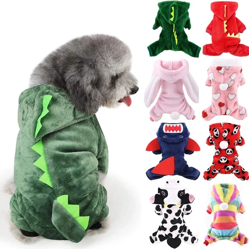 Fleece Dog Jumpsuits Winter Pet Dog Clothes For Dog Christmas Clothing Soft Cat Pet Cosplay Clothes Chihuahua Yorkshire Clothing