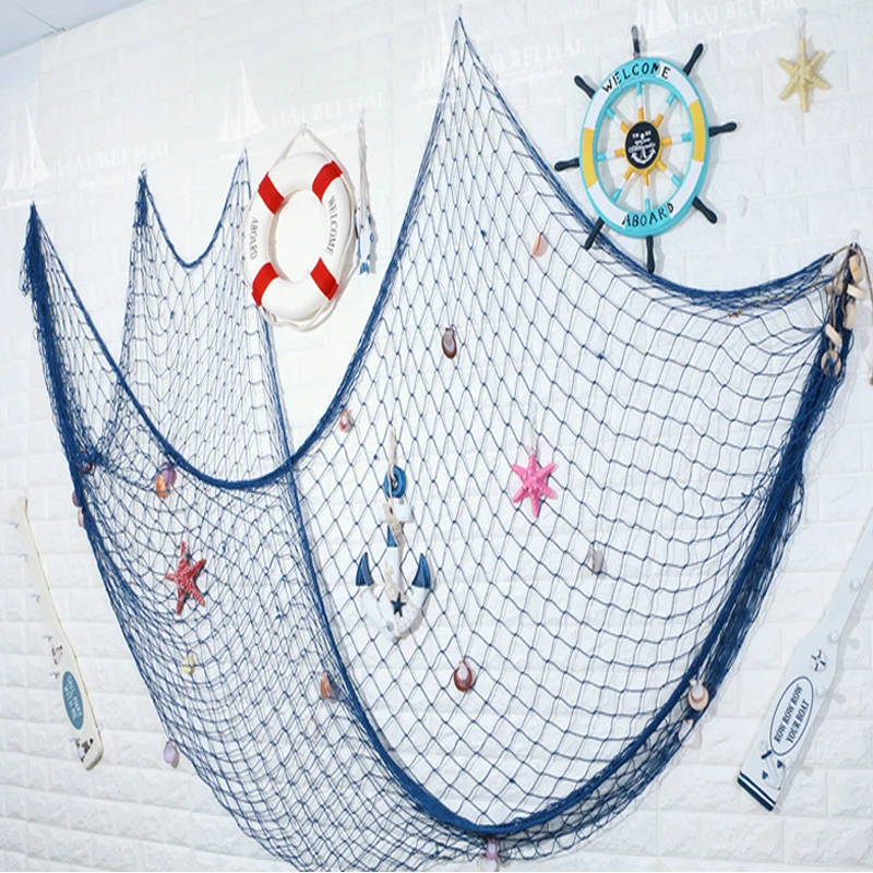 Big Fishing Net Decoration Home Decoration Wall Hangings Fun The Mediterranean Sea style Wall Stickers red de pesca decoracion