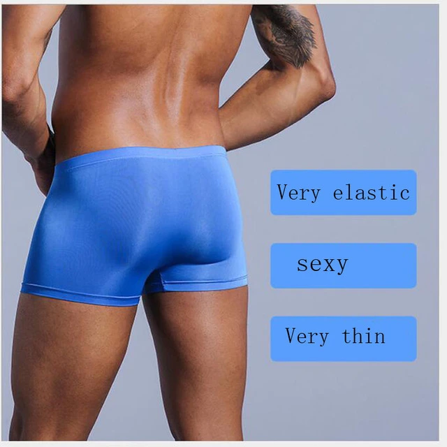 Very thin men's underwear nylon ice silk boxers double bagged high-interest high-stretch boxers