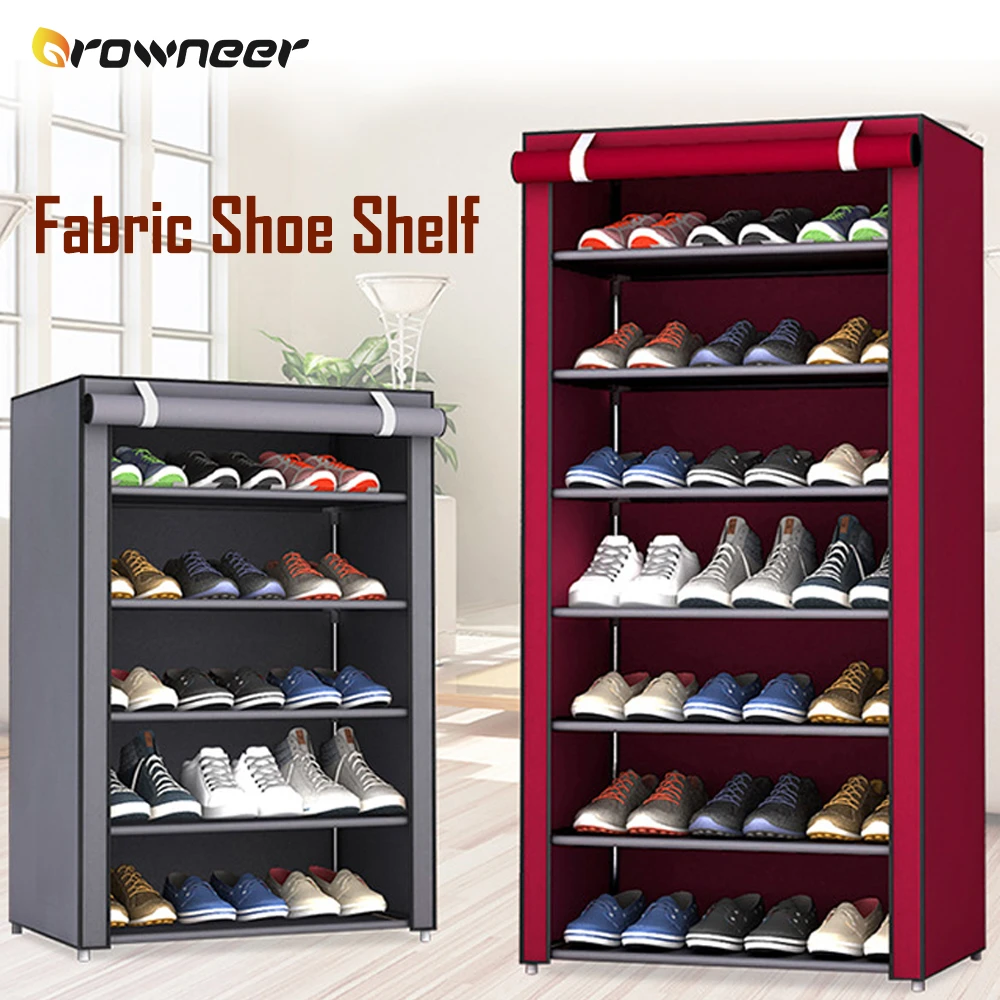 Non Woven Fabric Shoe Shelf Multiple Sizes Gray Wine Coffee Shoes Rack Alloy Enclosed Dust Proof Waterproof Home Storage Holder