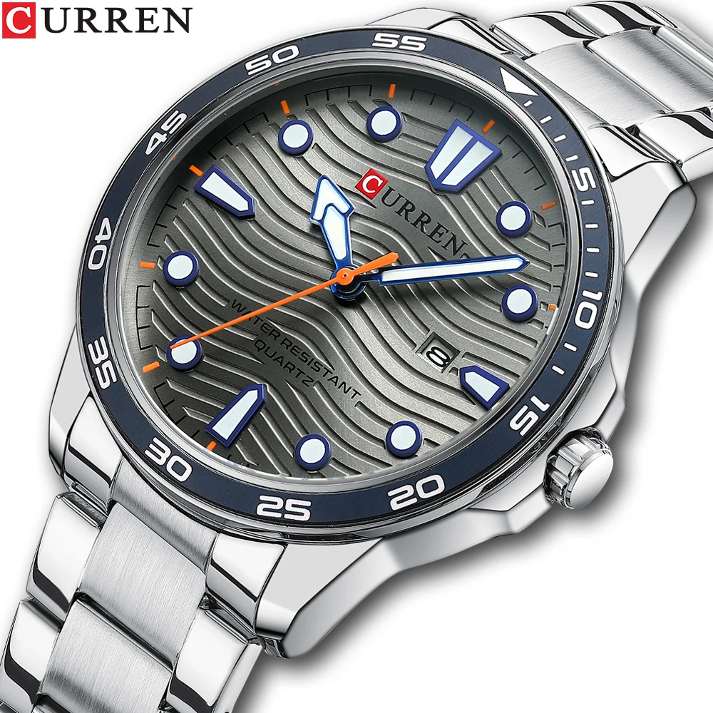 2018 New CURREN Luxury Brand Men Sport Watches Men Quartz Watch Stainless Steel Men Fashion Casual Wrist Watch Relogio Masculino
