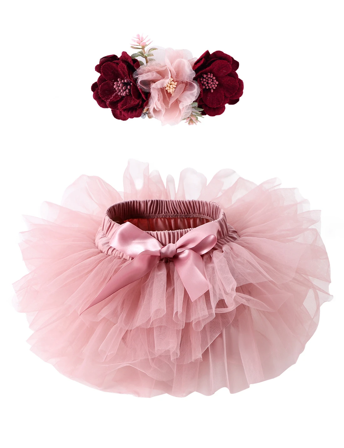 Baby Girls Tulle Bloomers Infant Newborn TuTu Diapers Cover 2pcs Short Skirts And Flower Headband Baby Party Photograph Clothes