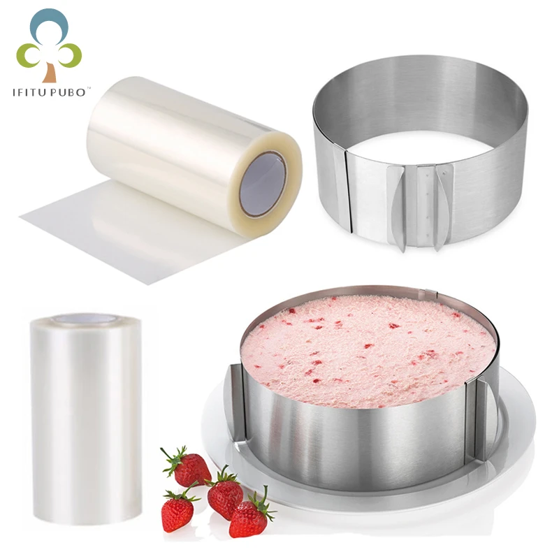 Adjustable Mousse Ring & Cake Collar Surround Film Lining Ring Molds 3D Round Baking Mould Kitchen Dessert Decorating Tools ZXH