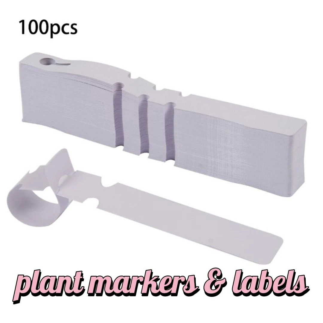 100 Pcs White Plastic Plant Tree Tags Nursery Garden Lables 2x20cm Wrap Around Hanging Tags Nursery Garden Stakes Large Writing