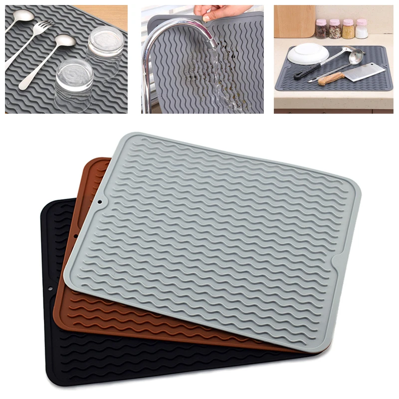 Foldable Silicone Dish Drying Mat for kitchen Sink Protection Mat Table Dishes Drain Mat Home Mildew proof Mat коврик для посуды