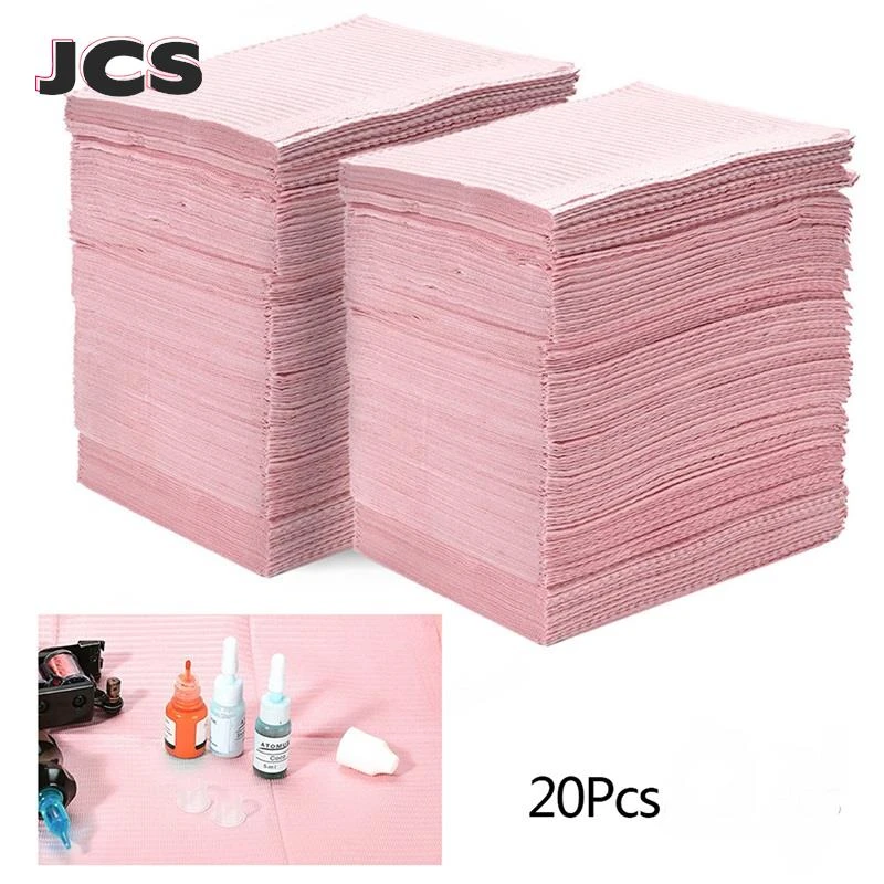 20Pcs Disposable Tattoo Clean Pad Tattoo Table Covers Clean Pad Patient Dental Napkins Beauty Tattoo Accessories Tattoo Bibs