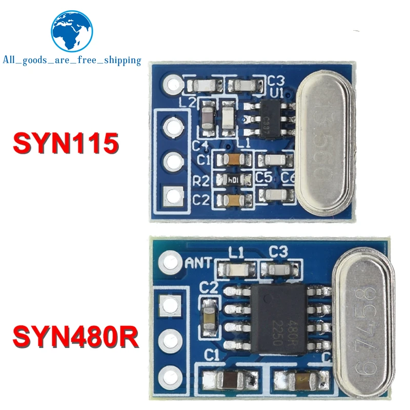 TZT  1Set 2Pcs 433MHZ Wireless Transmitter Receiver Board Module SYN115 SYN480R ASK/OOK Chip PCB for arduino