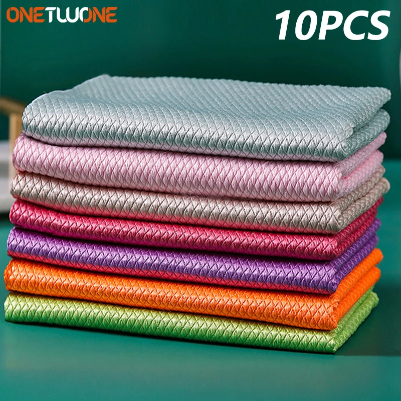 5Pcs Kitchen Cleaning Towel Absorbable Glass 30x40CM Microfiber Cleaning Cloth Wipes Window Car Towel Rag Kitchen accessories