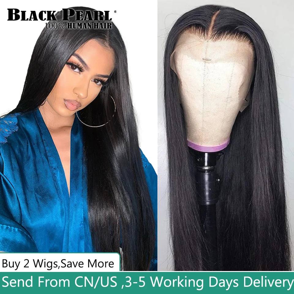 Black Pearl 13X4 13X6 Lace Front Human Hair Wigs For Women 30 Inch Straight HD Transparent Lace Frontal Wig 4x4 5x5 Closure Wigs