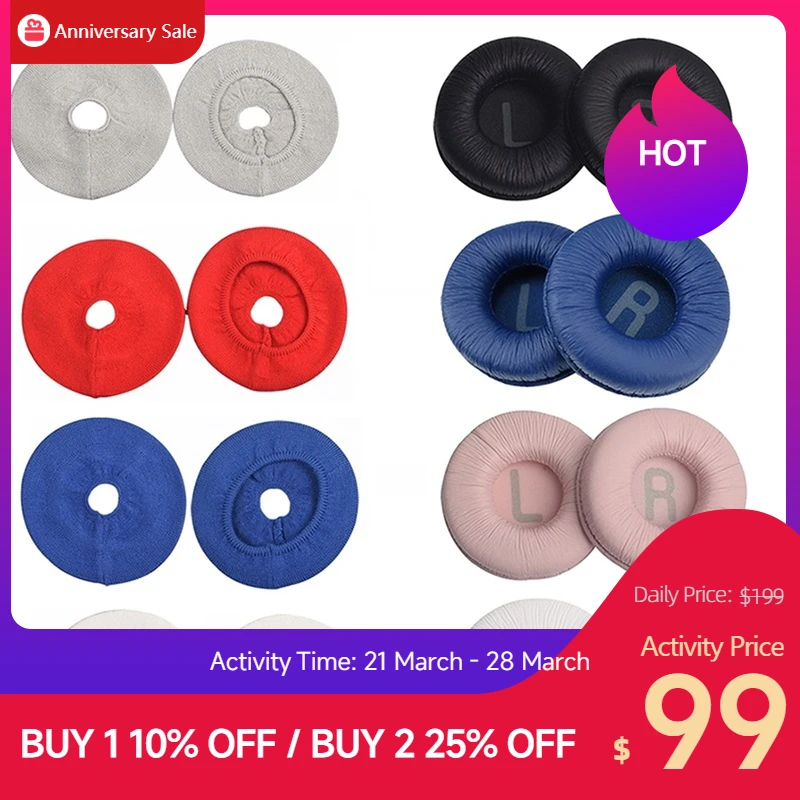 1 Pair Replacement knitting Ear Pads pillow Cushion Cover for JBL Tune600 T450BT T500BT JR300BT Headphone Headset 70mm EarPads