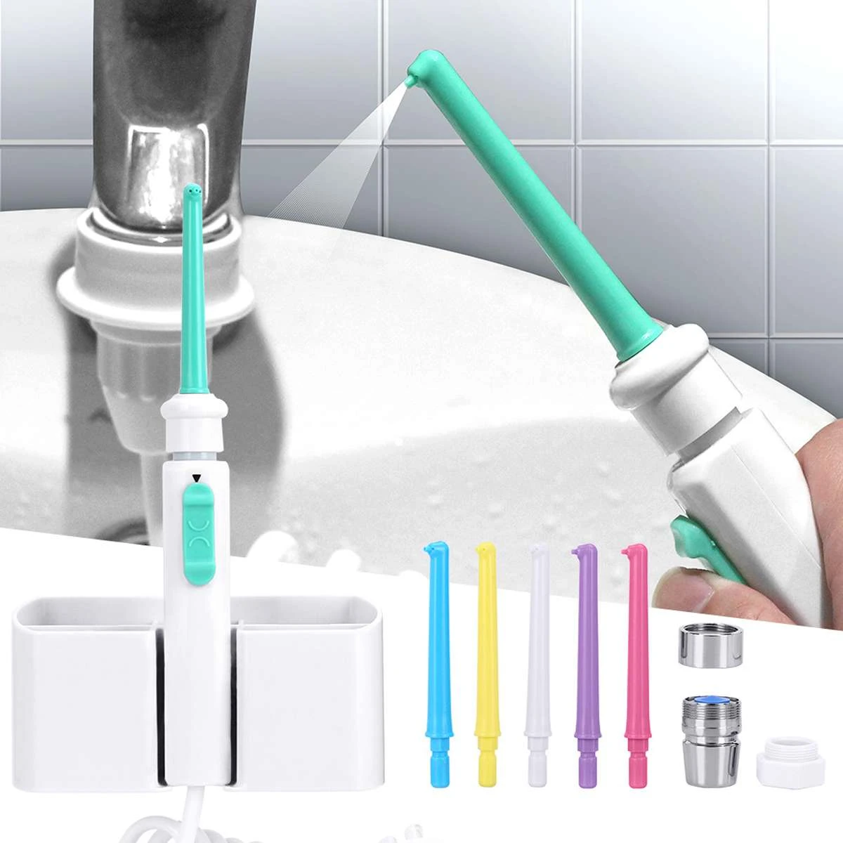 Faucet Water Dental Flosser+ 6 Nozzle Oral Jet Irrigator Interdental Brush Tooth SPA Cleaner Teeth Whitening Toothbrush Cleaning