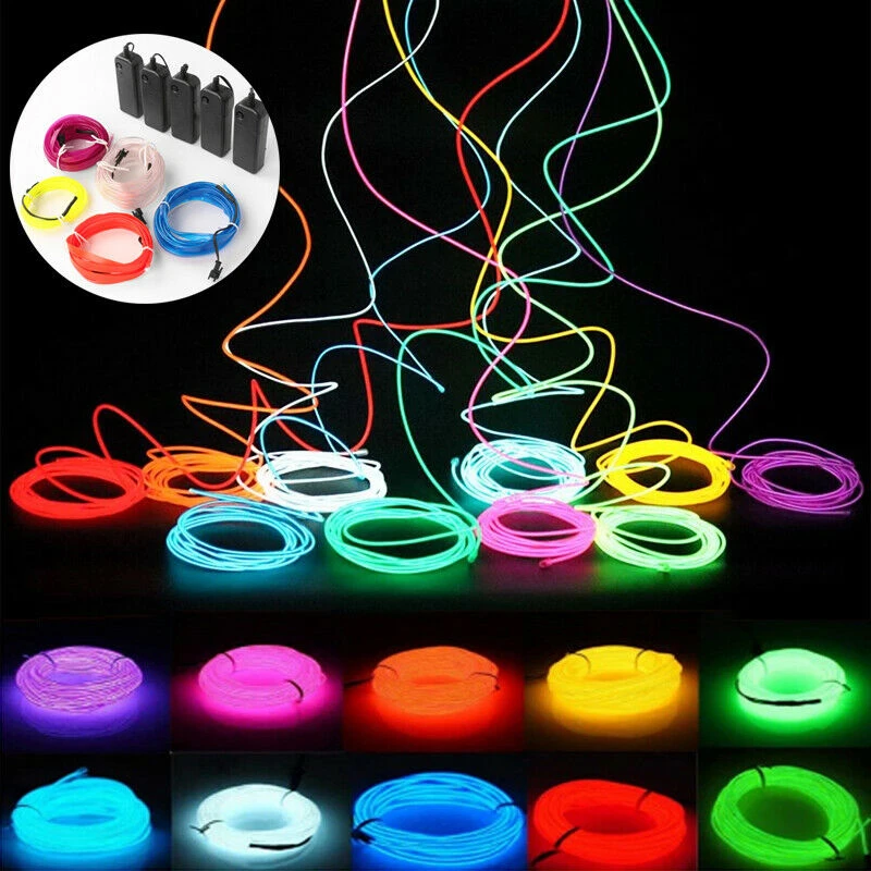 1~5M Neon Light Glow EL Wire String Strip Rope Tube Light Car Interior Atmosphere Decor Lamp Line Decorated prop