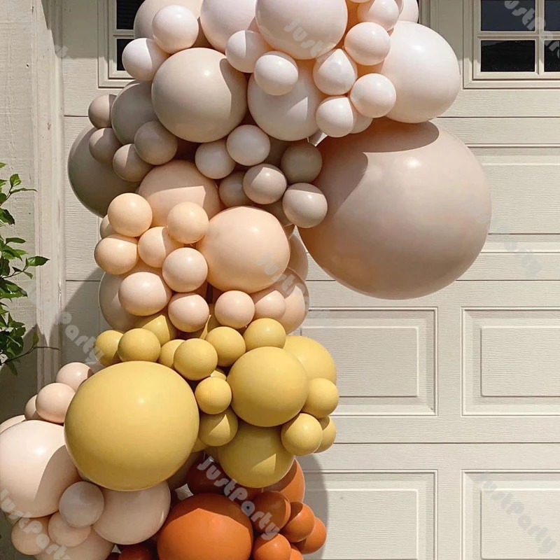 Double Nude Balloon Garland Wedding Decoration Birthday Party Baby Shower Peachy Beige Globos Garland Double Apricot Ballon Arch