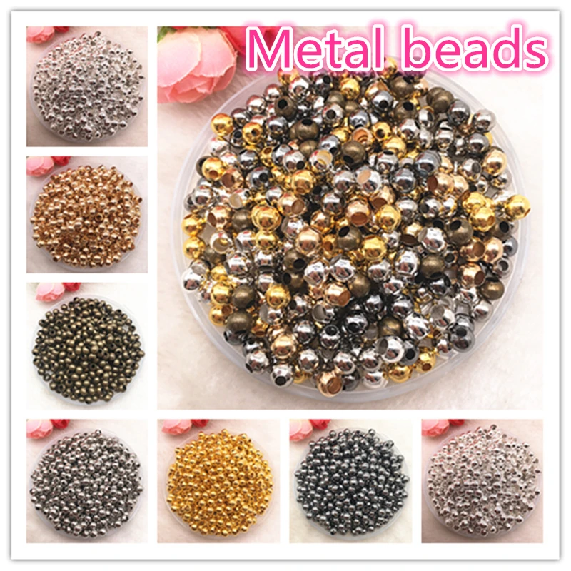 Jewelry Findings Diy 3--8mm Gold/Silver/Bronze/Silver Tone Metal Beads Smooth Ball Spacer Beads For Jewelry Making