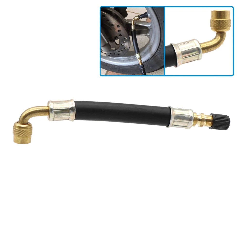 Flexible Rubber Valve Extension 90 Degree Bent Swivel End Brass Stem 3 Length 5 8 11 inch Professional Tire Inflation Tool