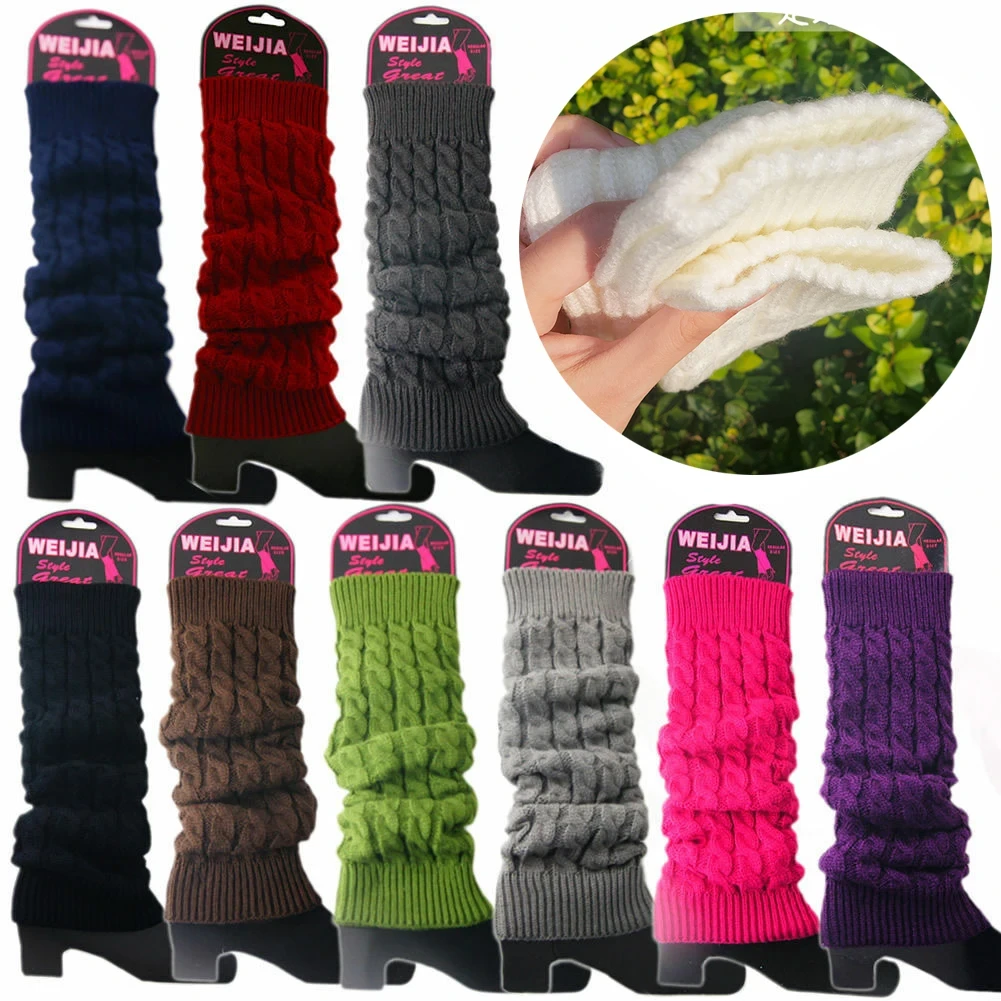 Womens Fashion Winter Cable Knit Crochet Knitted Leg Warmers Legging Knee High Socks