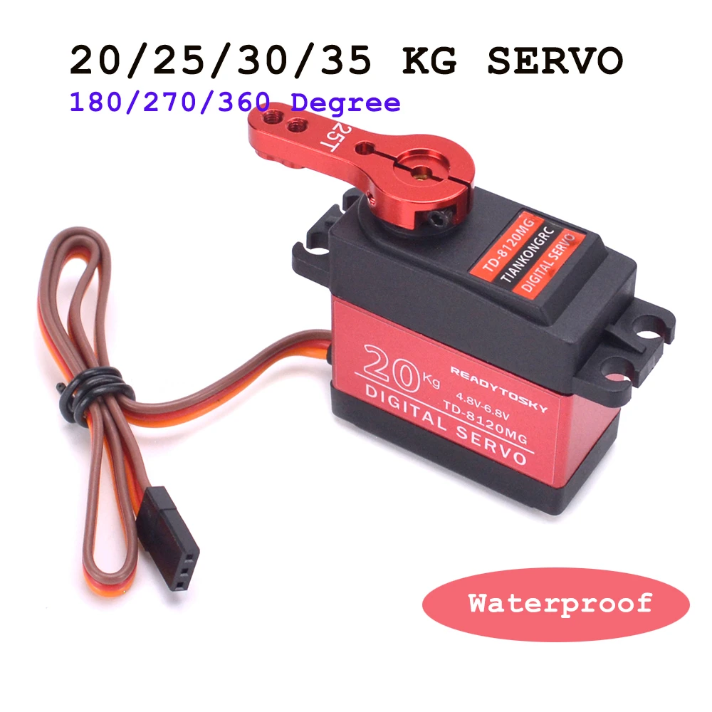 20/25/30KG 25T Coreless Waterproof Metal Gear Digital Servo For RC Models 180/270 Degree Aluminium Meta For RC Car Crawl