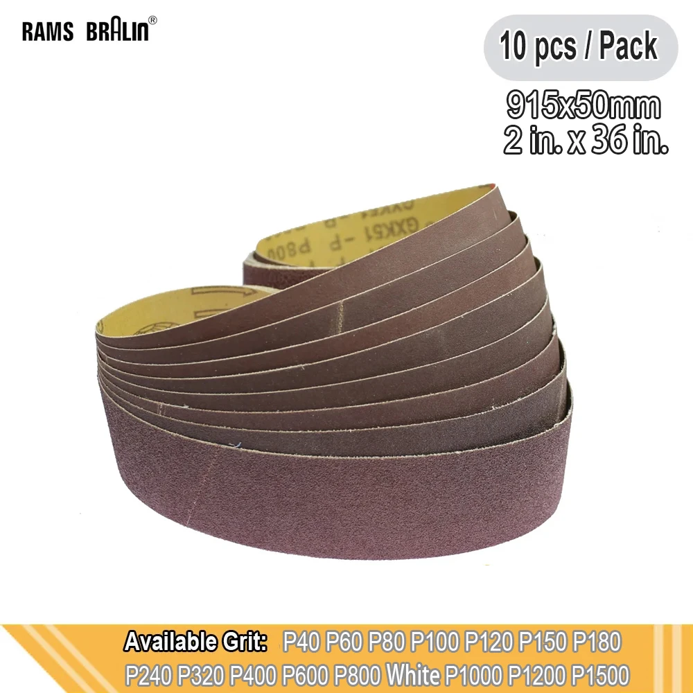 10 pieces 915*50mm Abrasive Sanding Belts for Wood Soft Metal Grinding Polishing