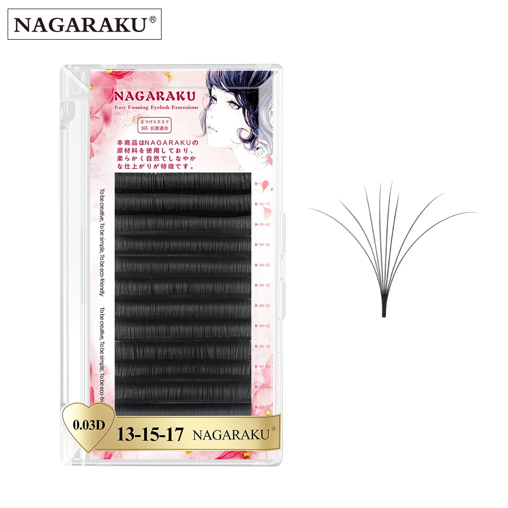 NAGARAKU Eyelashes Makeup Eyelash Extension Bloom Auto Fans Eyelash mega volume  Lashes High Quality Natural Camellia Beauty