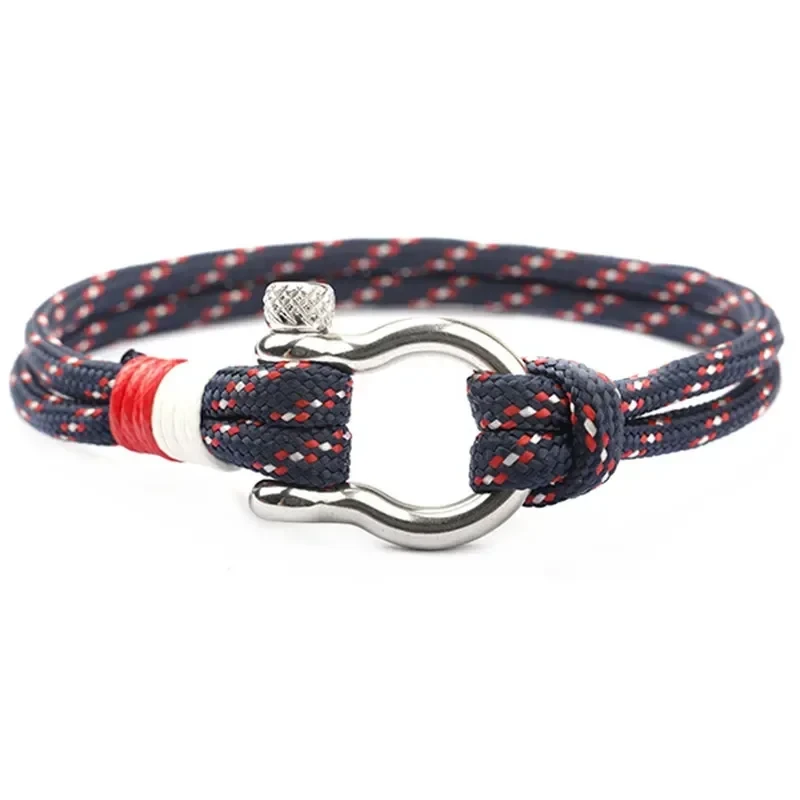 Fashion Charm Paracord Bracelet Navy Style Braided Rope Stainless Steel Buckles Survival Bracelets for Men Women Pulseras SL004