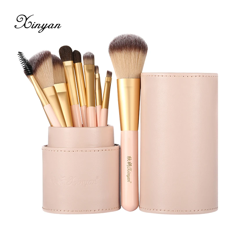 XINYAN Candy Makeup Brush Set Pink Blush Eyeshadow Concealer Lip Cosmetics Make up For Beginner Powder Foundation Beauty Tools