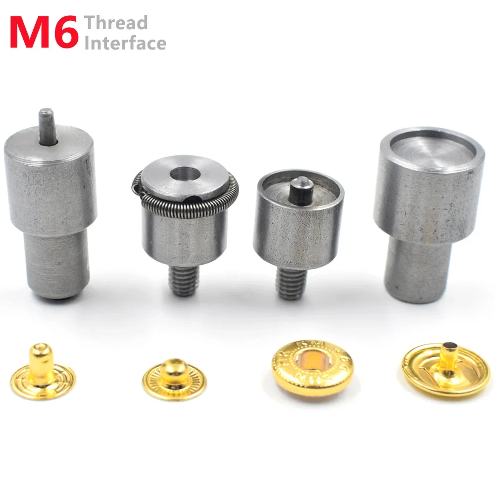 10mm/12mm/12.5mm Metal Snap Tool Kit 1Set Mold Interface M6 Thread/19mm & 50Sets Buttons Mould Fasten Installer Buttons Setting